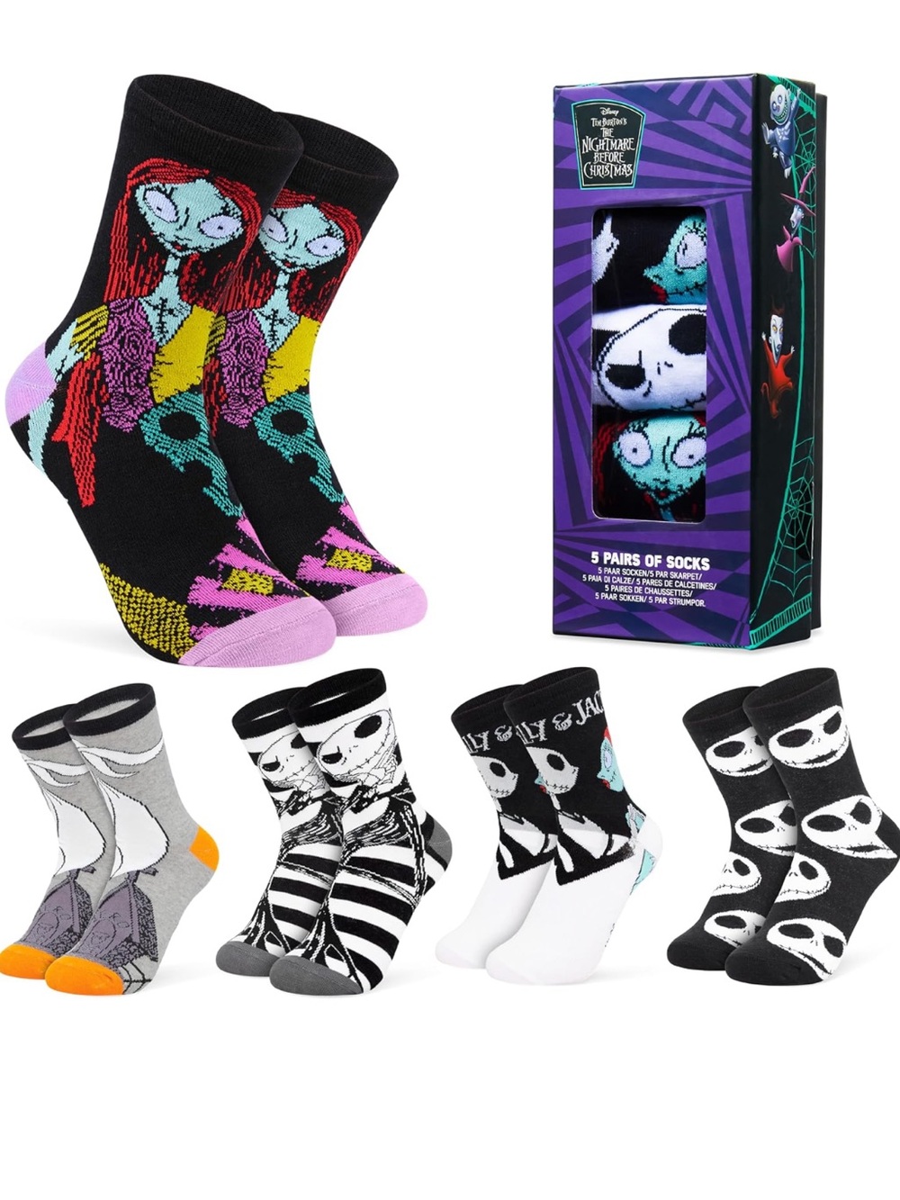 Disney Socks 5 or 6 Pack, US Size 4‑9, Soft and Breathable Novelty Socks Gifts f